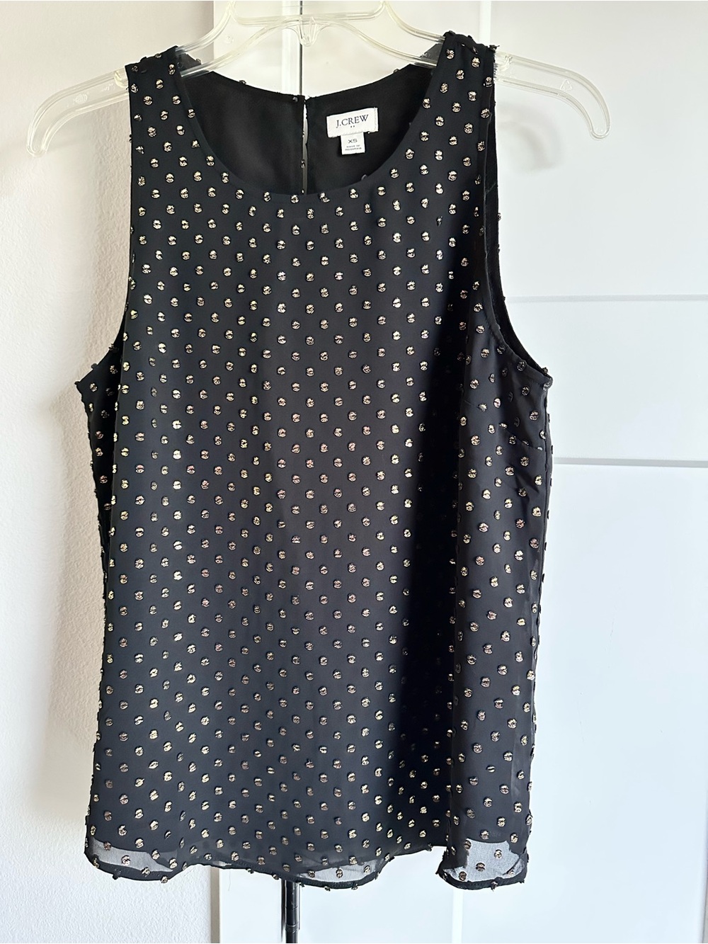 J. Crew Black Sleeveless Top with Gold Dot Embellishments XS